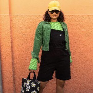 Lucy & Yak Black Denim Short Overalls